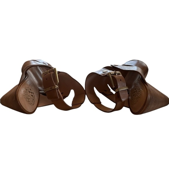 Vince Camuto Ekerd Tan Leather Ankle Strap Cone Heel Sandal Size 8 - Picture 7 of 10